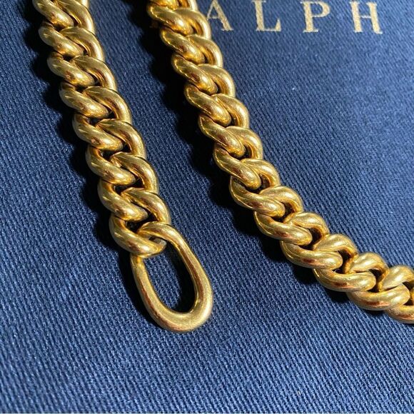Ralph Lauren Collection * Brass Curb Link ID Tag Triple Wrap Necklace/Bracelet - Picture 11 of 16